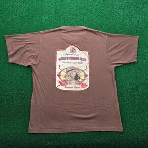 Joe Marlin Tshirt Mens XL‎ Brown Short Sleeve Gold Parrot Bar Paradise Birdie